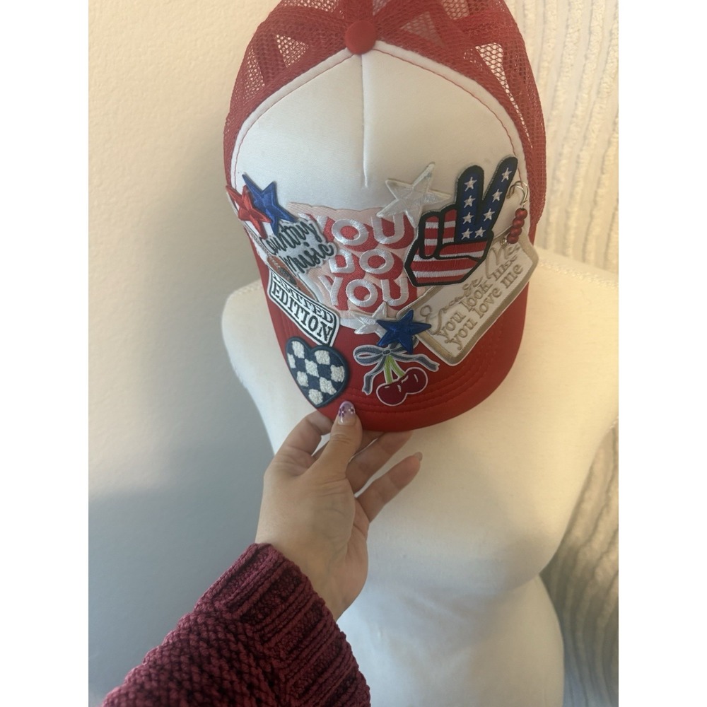 Boutique USA Red White Blue Trucker Hat Patriotic Country Music FESTIVAL Patch - Picture 7 of 7